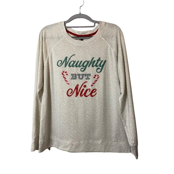 Jaclyn Intimates Christmas Naughty but Nice soft leisure shirt grey pj‎ top Sz M - Picture 1 of 9
